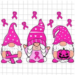 in october we wear pink gnomes svg, pink gnomes svg, gnomes breast cancer awareness svg, pink cancer warrior svg, gnomes