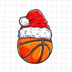 basketball santa christmas png, basketball xmas png, basketball santa hat png, basketball christmas png