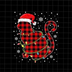 cat buffalo plaid pajama light christmas png, cat buffalo plaid christmas png, cat light xmas png, cat pajama png