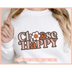 Choose Happy SVG | Hippie SVG | Boho svg | Retro Quote | Hippie Quote | Retro T-shirt Design