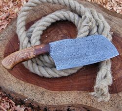 wooden handle handmade damascus hand forged chef cleaver | chef chopper| chef cleaver| damascus cleaver