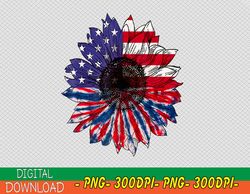 american flag sunflower red white blue tie dye 4th of july png, digital download