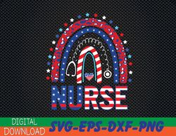 nurse stethoscope rainbow american memorial day 4th of july svg, eps, png, dxf, digital download