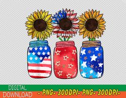 patriotic jar sunflower american flag funny 4th of july png, digital download