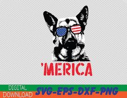 merica german shepherd american flag sunglasses 4th of july svg, eps, png, dxf, digital download