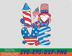 love para life gnome usa flag 4th of july patriotic svg, eps, png, dxf, digital download