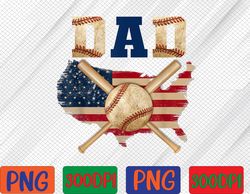 proud vintage baseball dad cool american flag png, digital download