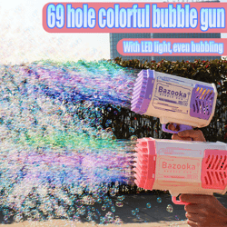 bubble gun rocket 69 holes soap, bubbles machine gun shape automatic blower with light