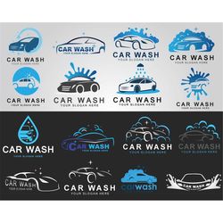 car wash logo design vector collection, car wash logo template designs,  vehicle cleaning logo, car clipart