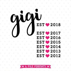 gigi svg file, grandma to be shirt iron on transfer jpg file, grandma svg, baby reveal to grandparents svg, est svg, gra