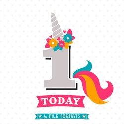 unicorn birthday svg, 1st birthday svg, girls birthday iron on file, 1st birthday shirt file, unicorn svg file, first bi