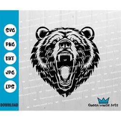 bear head svg,bear roar svg,bear shirt svg,hunting outdoor svg,t shirt clipart animal head svg laser cut silhouette cric