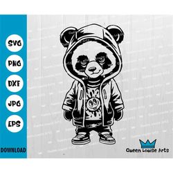 cool panda svg hip hop hipster panda svg,panda street wearing clothes svg cricut cut files digital instant download png