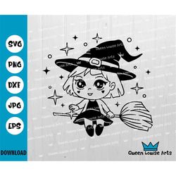 little witch svg, cute witch svg, magic witch svg, little witch clipart, silhouette,kids halloween cut cricut files,dxf,