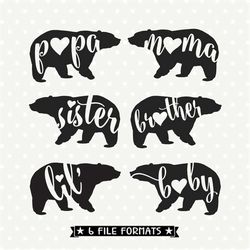 bear family dxf file, bear silhouette file, bear family file, commercial cut files, svg die cut file, file for cricut, s