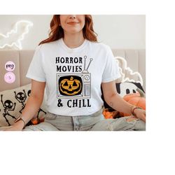 horror movies and chill png, fall vibes png, spooky vibes, pumpkin season png, pumpkin spice coffee, retro fall, png, su