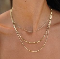 europe and the united states exquisite layered necklace women's snakebone chain paper clip figaro chain necklace set