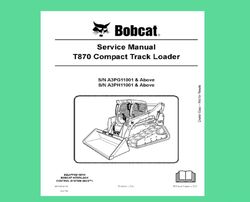 t870 compact track loader service technical repair manual a3ph11001 - dealer's copy