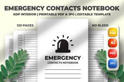 emergency contacts notebook kdp interior