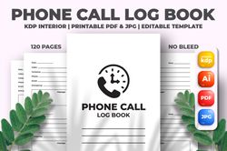 phone call log book kdp interior