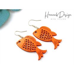 fish ocean sea nature animal wood earring svg laser cut file digital download