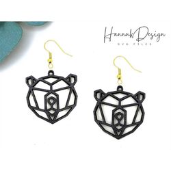 geometric bear earring svg laser cut file for glowforge, wood earring svg, acrylic geometric earrings svg, template svg,