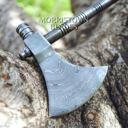 full-time damascus axe, damascus steel axe, high quality leather sheath, best gift for mens