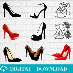 title  high heels svg bundle, women's stiletto heels, high heels, high heels clipart, high heel silhouettes,