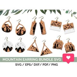 Mountain Earring Bundle Svg Laser Cut File for Glowforge, Travel Lover Wood Earring SVG Set, Nature Earring Svg Template