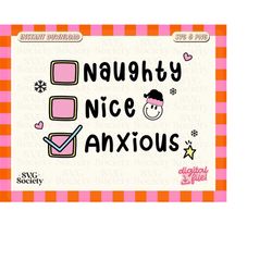 naughty nice anxious svg, anxiety svg png, mental health svg, christmas svg mental health awareness svg, commercial use