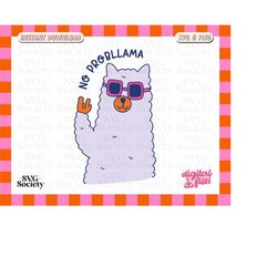 no probllama svg png cute funny llama design for t-shirts, mugs, stickers, and tote bags - commercial use