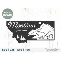 vintage montana retro svg cut file, montana state symbols svg, glacier national park svg, montana png - commercial use,