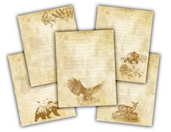 stationery paper pack  printable stationery animals printable paper jounk journal  journal page journal kit