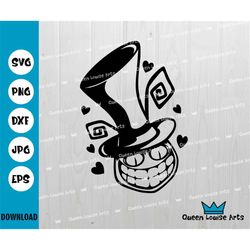 fun smiling engry emoticon in a top hat svg,emoji,evil grin big smile, halloween,dxf silhouette download child clipart f