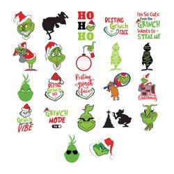 grinch face grinch christmas bundle svg, christmas svg files