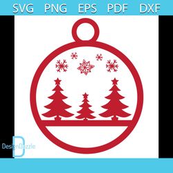 christmas ball with pine tree and snow svg, christmas svg, christmas ball svg, pine tree svg, ornament svg, christmas sn