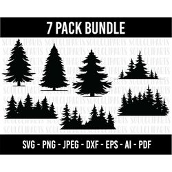 cod866- pine tree silhouettes svg, tree clipart, spruce tree svg, pine tree bundle, christmas tree svg, outdoor adventur