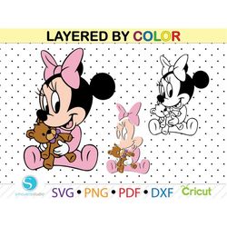 baby minnie mouse svg clipart, baby minnie mouse clipart png, minnie mouse for cricut, cutting files baby minnie, silhou
