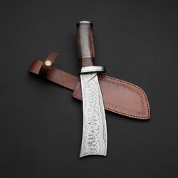 badmash machete knife custom handmade damascus steel hunting knife with leather sheath hand forged knife gift mk6137m