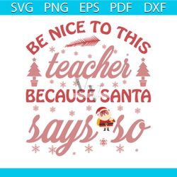 Be Nice To This Teacher Because Santa Says So Svg, Christmas Svg