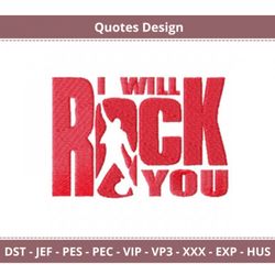 bold beat-'i will rock you' font embroidery design