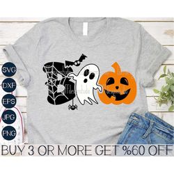 boo svg, halloween svg, ghost svg, spooky svg, pumpkin svg, spider web svg, bat svg, png, svg file for cricut, sublimati