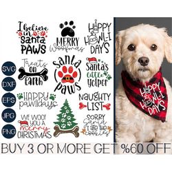 christmas dog bandana svg bundle, merry woofmas svg, dog paw print svg, funny quotes png, svg file for cricut, sublimati