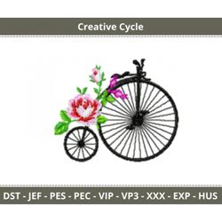 cycle of creativity-whimsical cycle embroidery design