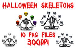 skeleton yoga 10 png files digital download sublimation