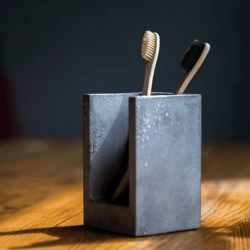 concrete toothbrush stand - modern bathroom organizer and storage solution