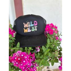 wild west trucker hat, western trucker hat, rodeo trucker cap, nash bash, cowgirl bachelorette, girls trip hats, cowgirl