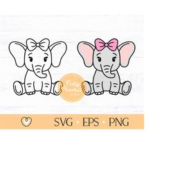 baby elephant svg, cute elephant girl svg, cut file, png