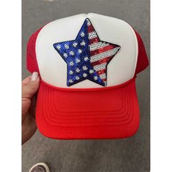 adult usa red merica foam trucker hats mesh back adjustable red white and blue patriotic america summer trucker hat wome