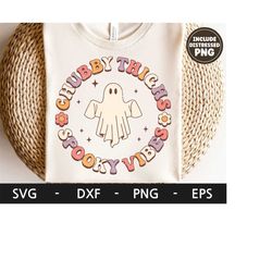 Chubby Thighs Spooky Vibes svg, Halloween Onesie svg, Retro svg, Ghost svg, Funny Halloween png, dxf, png, eps, svg file